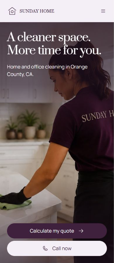 SUNDAY HOME — Mobile website preview